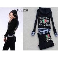 Juicy Couture Tracksuits JC Likes Pink Velour Black 10212 Juicy Couture Tracksuits JC Likes Pink Velour Black 10212