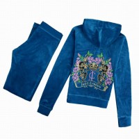 Juicy Couture Tracksuits Flowers JC Velour Blue 2152 Juicy Couture Tracksuits Flowers JC Velour Blue 2152