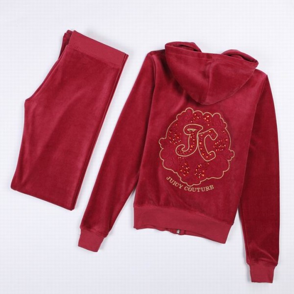 Juicy Couture Tracksuits JC Logo Velour Dark Red 2153
