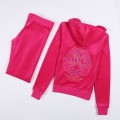 Juicy Couture Tracksuits JC Logo Velour Dark Pink 2153