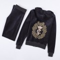 Juicy Couture Tracksuits Crest JC Logo Velour Black 2154