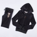 Juicy Couture Tracksuits Crest JC Logo Velour Black 2154