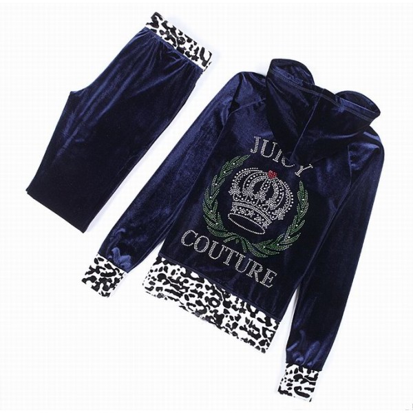 Juicy Couture Tracksuits Crown Leopard Velour Dark Blue 2157