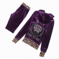 Juicy Couture Tracksuits Crown Leopard Velour Purple 2157