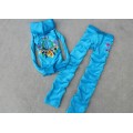 Juicy Couture Tracksuits JC Flowers Velour Blue 7171