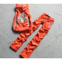 Juicy Couture Tracksuits JC Flowers Velour Orange 7171