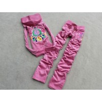 Juicy Couture Tracksuits JC Flowers Velour Dark Pink 7171 Juicy Couture Tracksuits JC Flowers Velour Dark Pink 7171