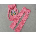 Juicy Couture Tracksuits JC Flowers Velour Pink 7171