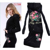 Juicy Couture Tracksuits Flowers Velour Black 7178 Juicy Couture Tracksuits Flowers Velour Black 7178