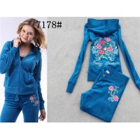 Juicy Couture Tracksuits Flowers Velour Blue 7178 Juicy Couture Tracksuits Flowers Velour Blue 7178