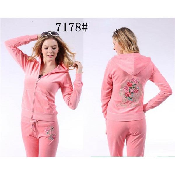 Juicy Couture Tracksuits Flowers Velour Light Pink 7178