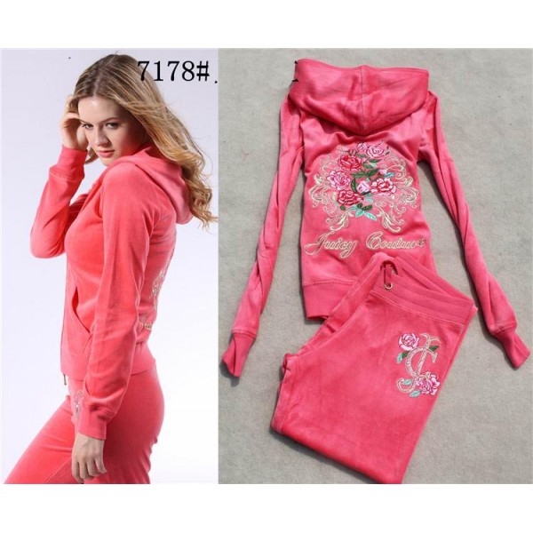 Juicy Couture Tracksuits Flowers Velour Pink 7178