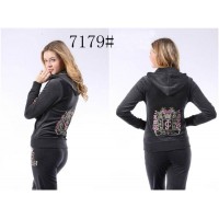 Juicy Couture Tracksuits Flowers Crown JC Velour Ash Black 7179 Juicy Couture Tracksuits Flowers Crown JC Velour Ash Black 7179