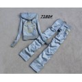 Juicy Couture Tracksuits Diamante Logo Velour Gray 7180