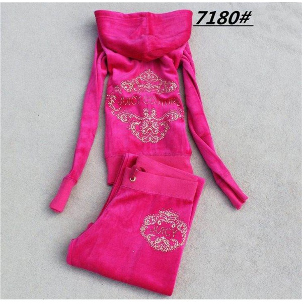 Juicy Couture Tracksuits Diamante Logo Velour Pink 7180