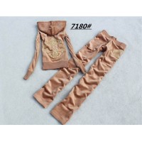 Juicy Couture Tracksuits Diamante Logo Velour Khaki 7180