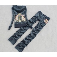 Juicy Couture Tracksuits JC Flowers Velour Ash Black 803 Juicy Couture Tracksuits JC Flowers Velour Ash Black 803