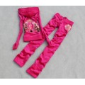 Juicy Couture Tracksuits JC Flowers Velour Dark Pink 803