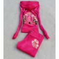 Juicy Couture Tracksuits JC Flowers Velour Dark Pink 803