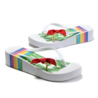 Juicy Couture Flip Flops Rainbow & Red Bow White Juicy Couture Flip Flops Rainbow & Red Bow White