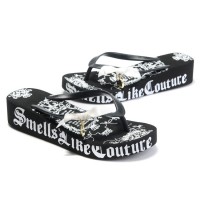 Juicy Couture Flip Flops Scottie Crown Crest & Bow Black/White Juicy Couture Flip Flops Scottie Crown Crest & Bow Black/White