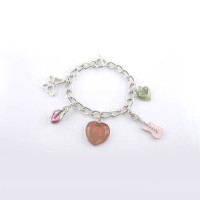 Juicy Couture Jewelry Pink Heart Charm Accessories Silver Bracelet Juicy Couture Jewelry Pink Heart Charm Accessories Silver Bracelet
