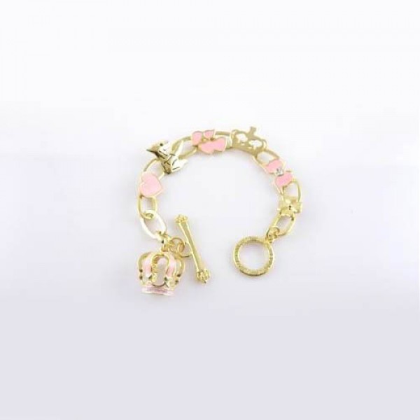 Juicy Couture Jewelry Chain & Crown Bracelet Gold/Pink