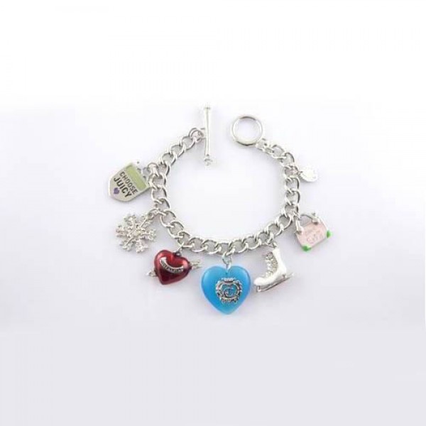 Juicy Couture Jewelry Chain Heart Accessories Bracelet Silver/Blue