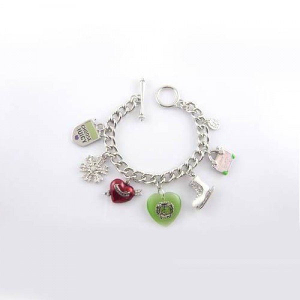 Juicy Couture Jewelry Chain Heart Accessories Bracelet Silver/Green Outlet