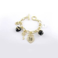 Juicy Couture Jewelry Chain Heart Accessories Bracelet Gold/Black Juicy Couture Jewelry Chain Heart Accessories Bracelet Gold/Black