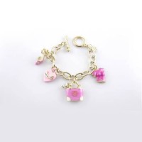 Juicy Couture Jewelry Chain Heart Accessories Bracelet Gold/Fuschia Juicy Couture Jewelry Chain Heart Accessories Bracelet Gold/Fuschia