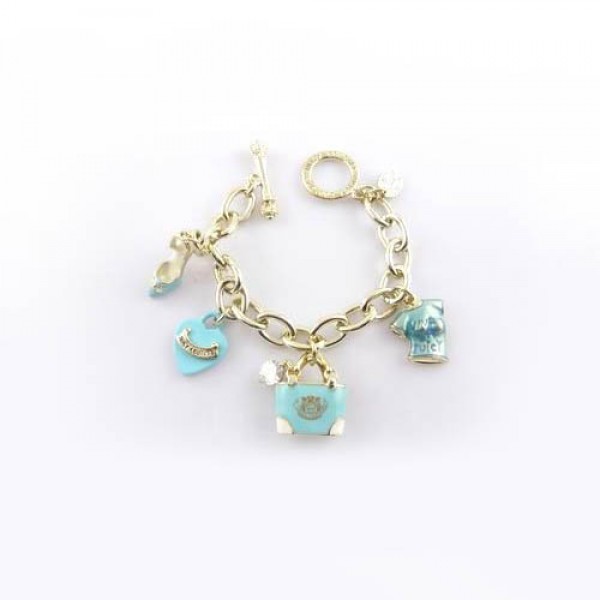 Juicy Couture Jewelry Chain Heart Accessories Bracelet Gold/Blue