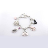 Juicy Couture Jewelry Chain Bag Accessories Bracelet Silver/Pink Juicy Couture Jewelry Chain Bag Accessories Bracelet Silver/Pink