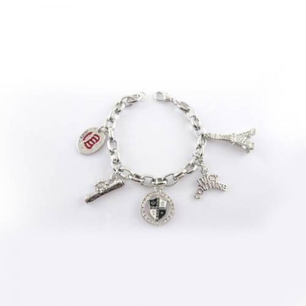 Juicy Couture Jewelry Chain Logo & Tower Silver Bracelet