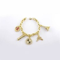 Juicy Couture Jewelry Chain Logo & Tower Gold Bracelet