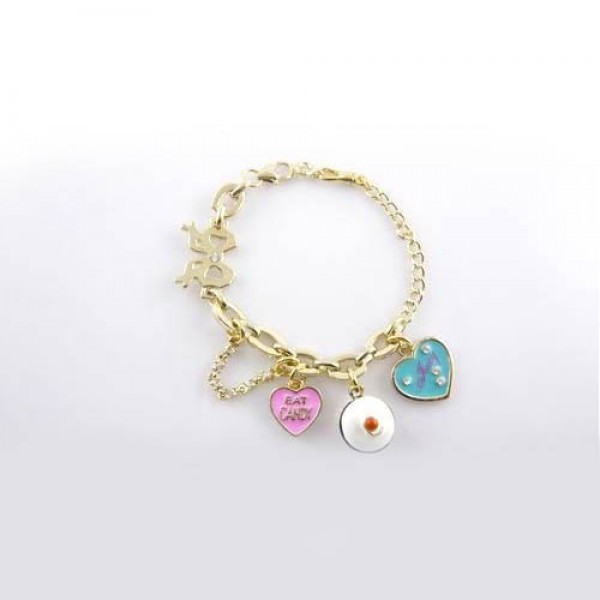 Juicy Couture Jewelry Bow & Heart Charm Gold Bracelet