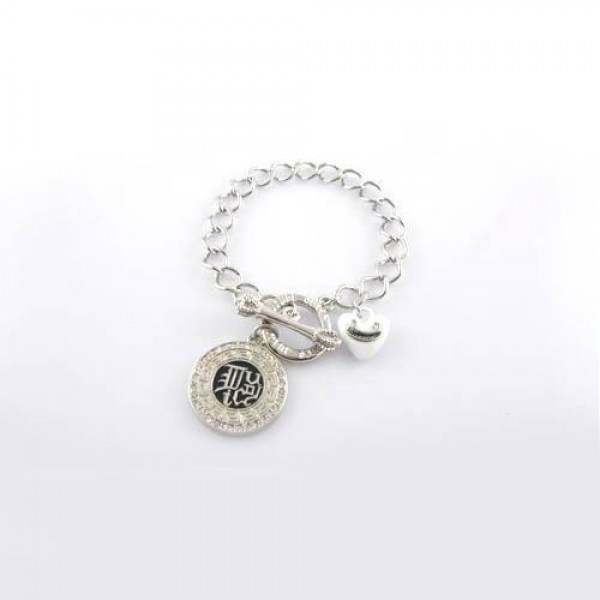 Juicy Couture Jewelry Round Tag & Heart Silver Bracelet