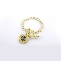 Juicy Couture Jewelry Round Tag & Heart Gold Bracelet Juicy Couture Jewelry Round Tag & Heart Gold Bracelet