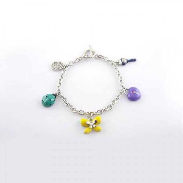 Juicy Couture Jewelry Key & Flower Silver Bracelet