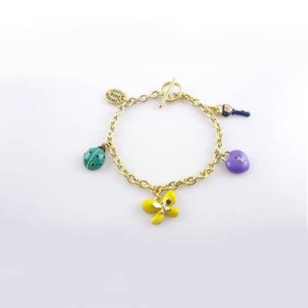Juicy Couture Jewelry Key & Flower Gold Bracelet