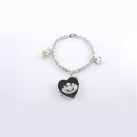 Juicy Couture Jewelry Logo Black Heart Silver Bracelet Juicy Couture Jewelry Logo Black Heart Silver Bracelet