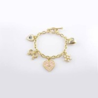 Juicy Couture Jewelry Heart & Bow Bracelet Gold /Pink Juicy Couture Jewelry Heart & Bow Bracelet Gold /Pink