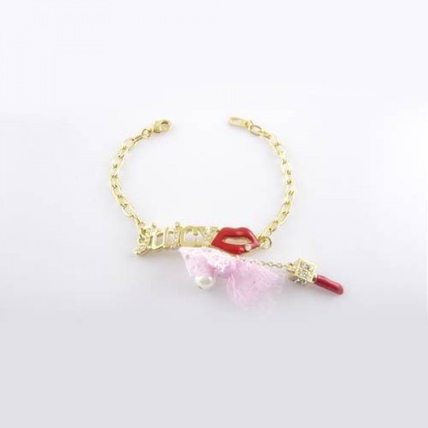 Juicy Couture Jewelry Chain & Bow Bracelet Gold/Pink