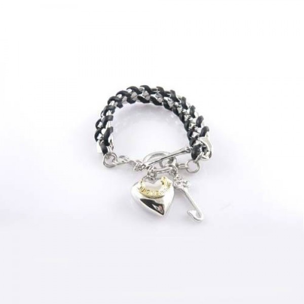 Juicy Couture Jewelry Heart & Key Bracelet Silver/Black