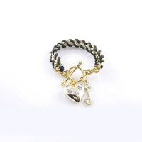 Juicy Couture Jewelry Heart & Key Bracelet Gold/Black Juicy Couture Jewelry Heart & Key Bracelet Gold/Black