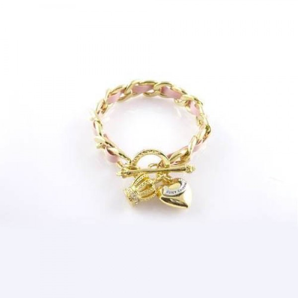 Juicy Couture Jewelry Heart & Crown Bracelet Gold/Pink