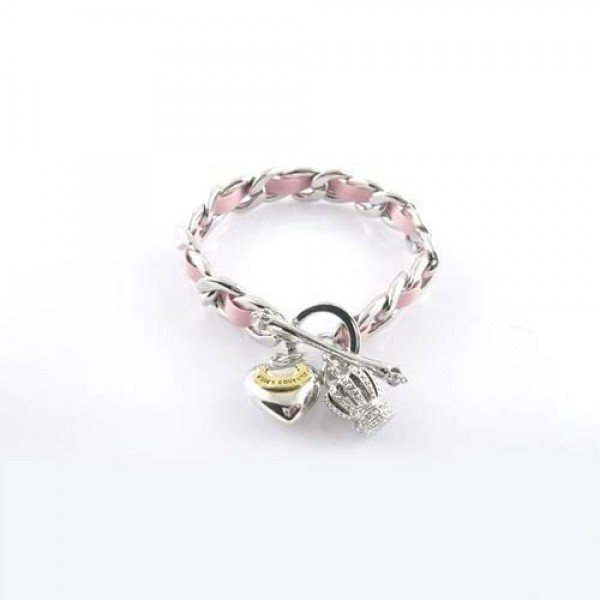 Juicy Couture Jewelry Heart & Crown Bracelet Silver/Pink
