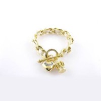 Juicy Couture Jewelry Heart & Crown Bracelet Gold/White Juicy Couture Jewelry Heart & Crown Bracelet Gold/White