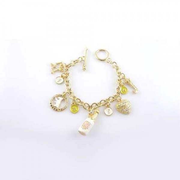 Juicy Couture Jewelry Bottle & Puffy Heart Gold Bracelet