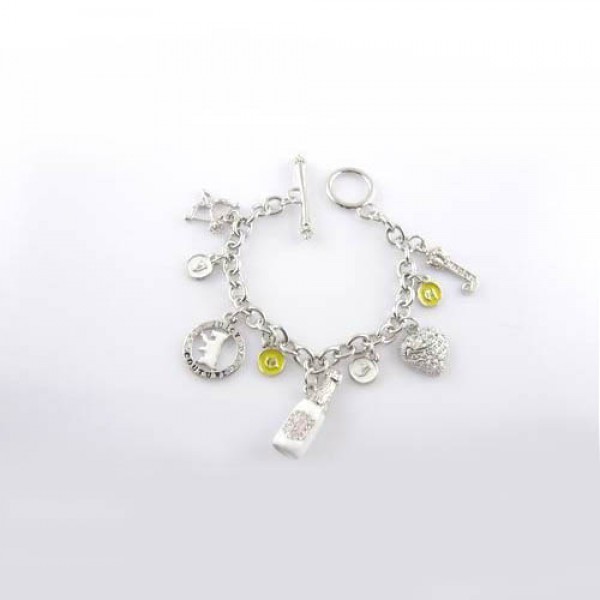 Juicy Couture Jewelry Bottle & Puffy Heart Silver Bracelet